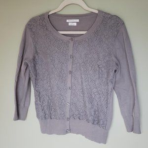 Grey Lace Overlay Cardigan